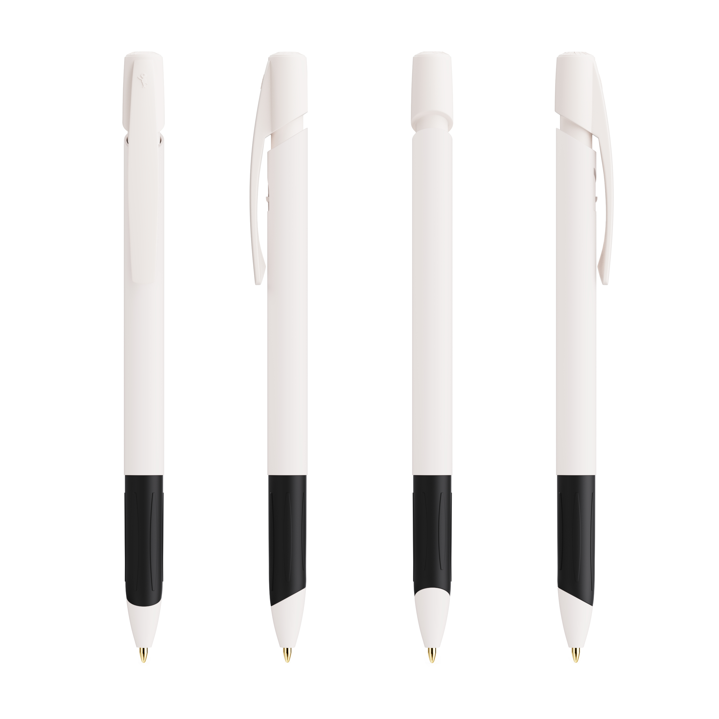 Stylo bille publicitaire - BIC® Media Clic Grip Ecolutions® Corps Blanc/Noir & Blanc